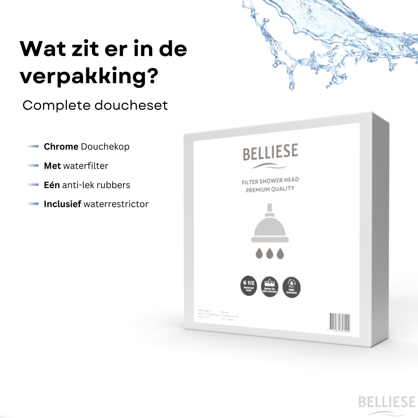 Sensible | Regendouchekop met ingebouwd waterfilter - Belliese